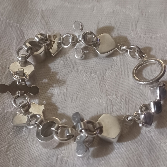 Mars and Valentine / Echo of The Dreamer Multi Gemstone Link Toggle Bracelet, SS - Picture 14 of 16